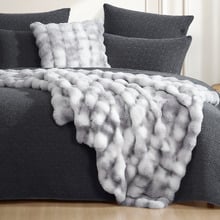 Silver Faux Rabbit Fur Single Throw
